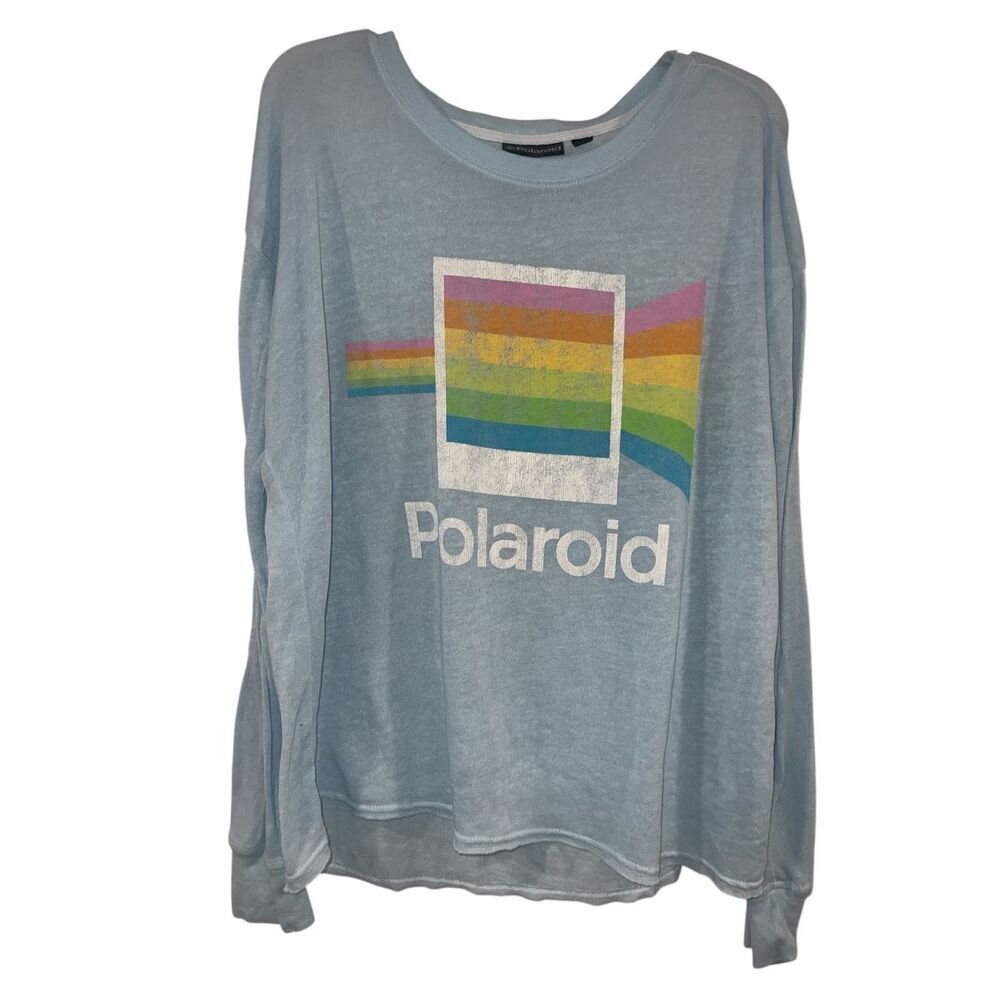 ✨Polaroid Blue Retro Light Crewneck Sz XL Blue Sweatshirt✨ - Picture 8 of 11